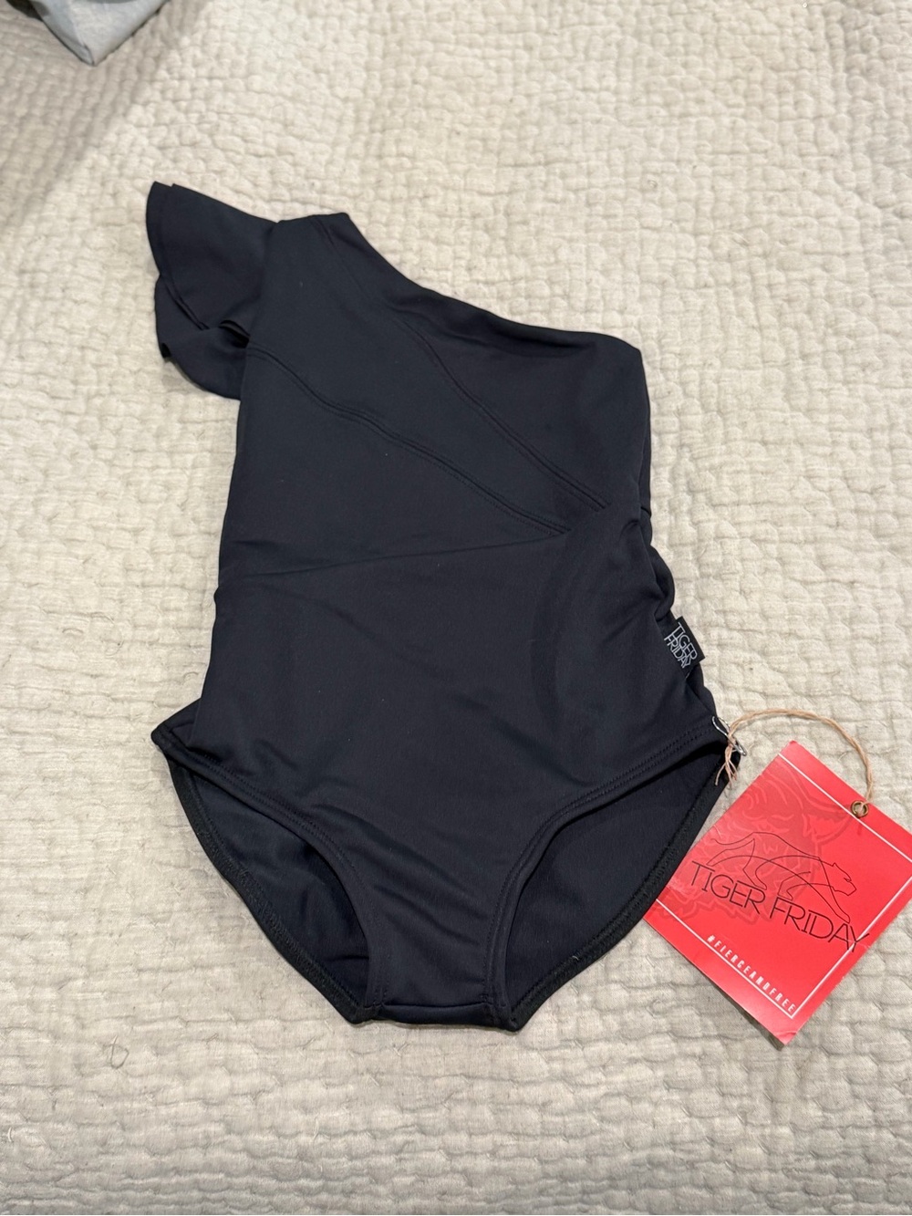 NWT Tiger Friday Black One Shoulder Dance Leotard Child XS CXS